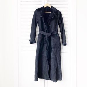 Benedetta Novi Black Shearling Suede Coat NWOT
